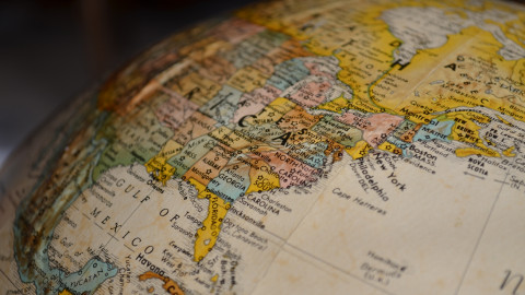 Globe die oosten van de VS en de Golf van Mexico toont