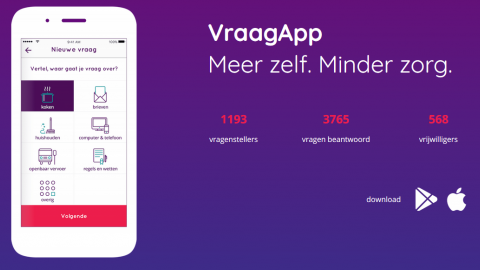 Screenshot van de VraagApp