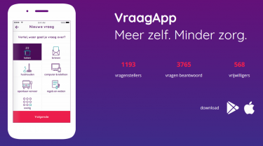 Screenshot van de VraagApp