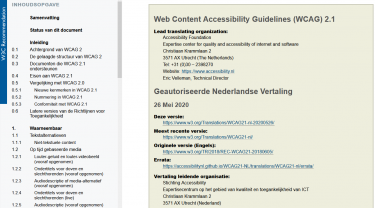 Screenshot van de WCAG richtlijnen