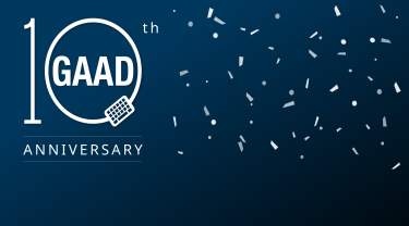 Logo GAAD met daarin de tekst 10th Anniversary