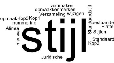 Afbeelding met woorden kriskras door elkaar heen zoals stijl, aanmaken opmaakkemerken, stijlen, kop 3, kop 1
