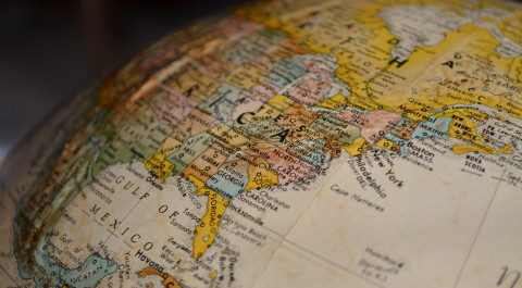 Globe die oosten van de VS en de Golf van Mexico toont