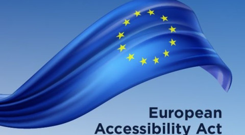 Een vlag met het Europa sterrenlogo erop en de tekst European Accessibility Act