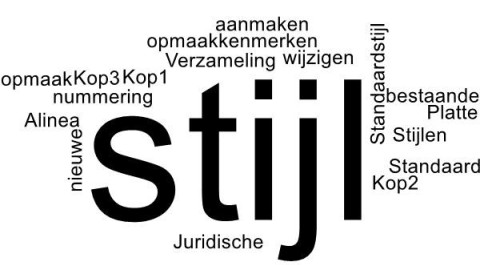 Afbeelding met woorden kriskras door elkaar heen zoals stijl, aanmaken opmaakkemerken, stijlen, kop 3, kop 1